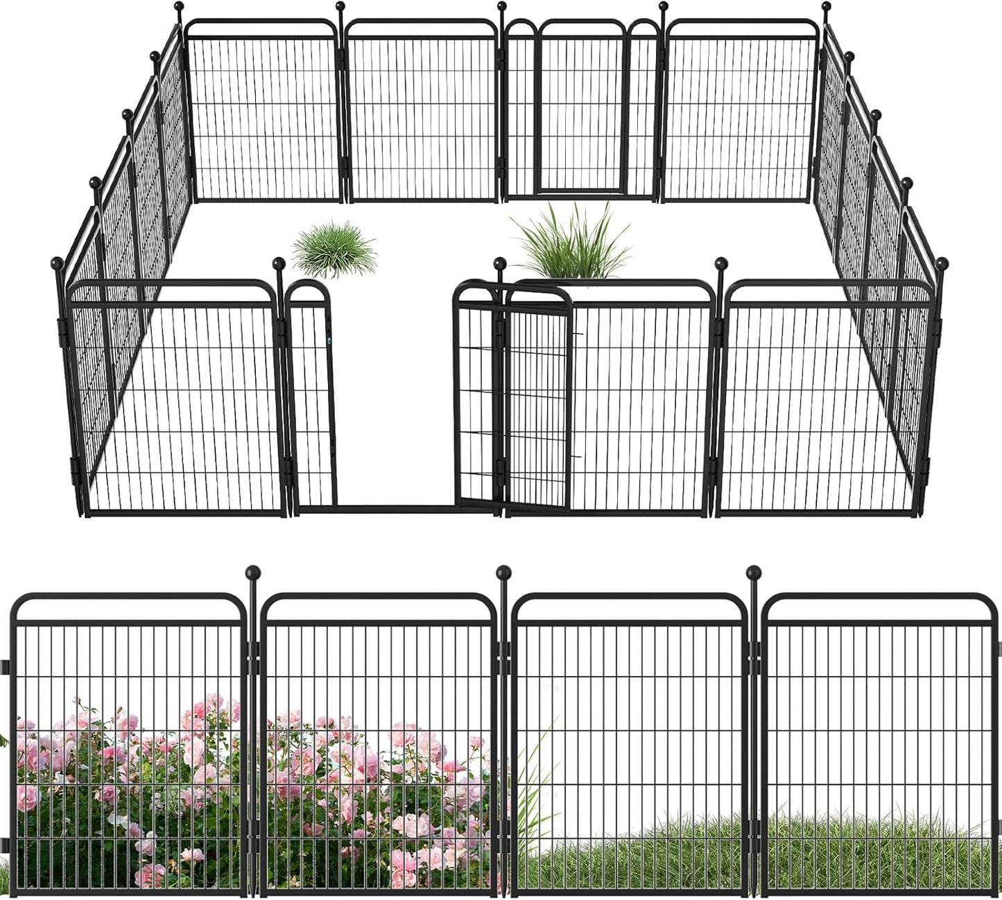 Decorative Garden Fence with Gates for Outdoor Animal Barrier