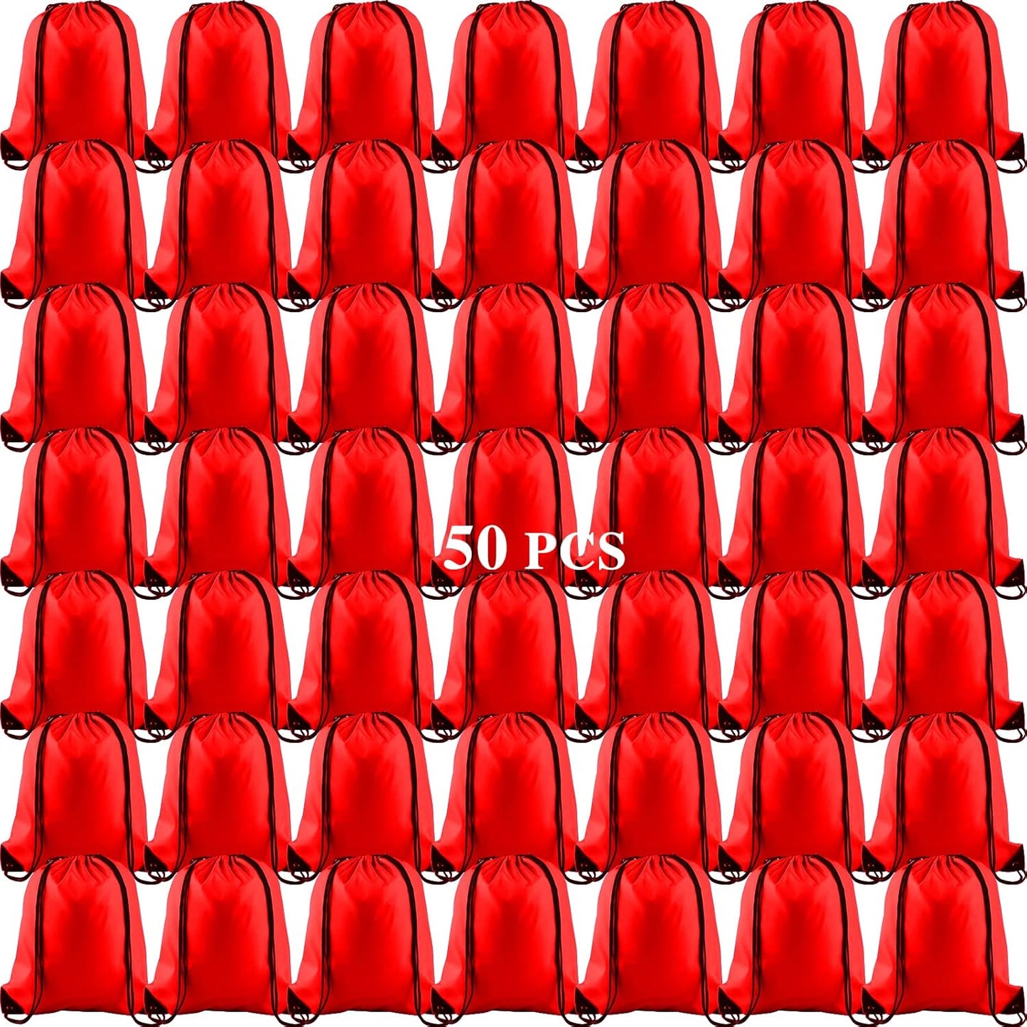 KUUQA 50Pcs Red Drawstring Backpack Bags for Gym and Travel