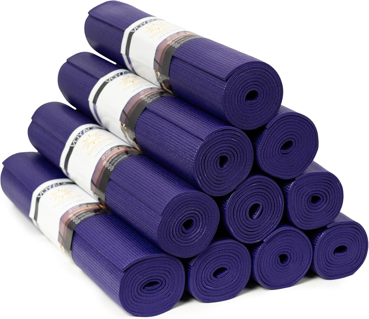 10 Pack Sunshine Yoga Mats: Durable, Non-Slip, 5mm Thick