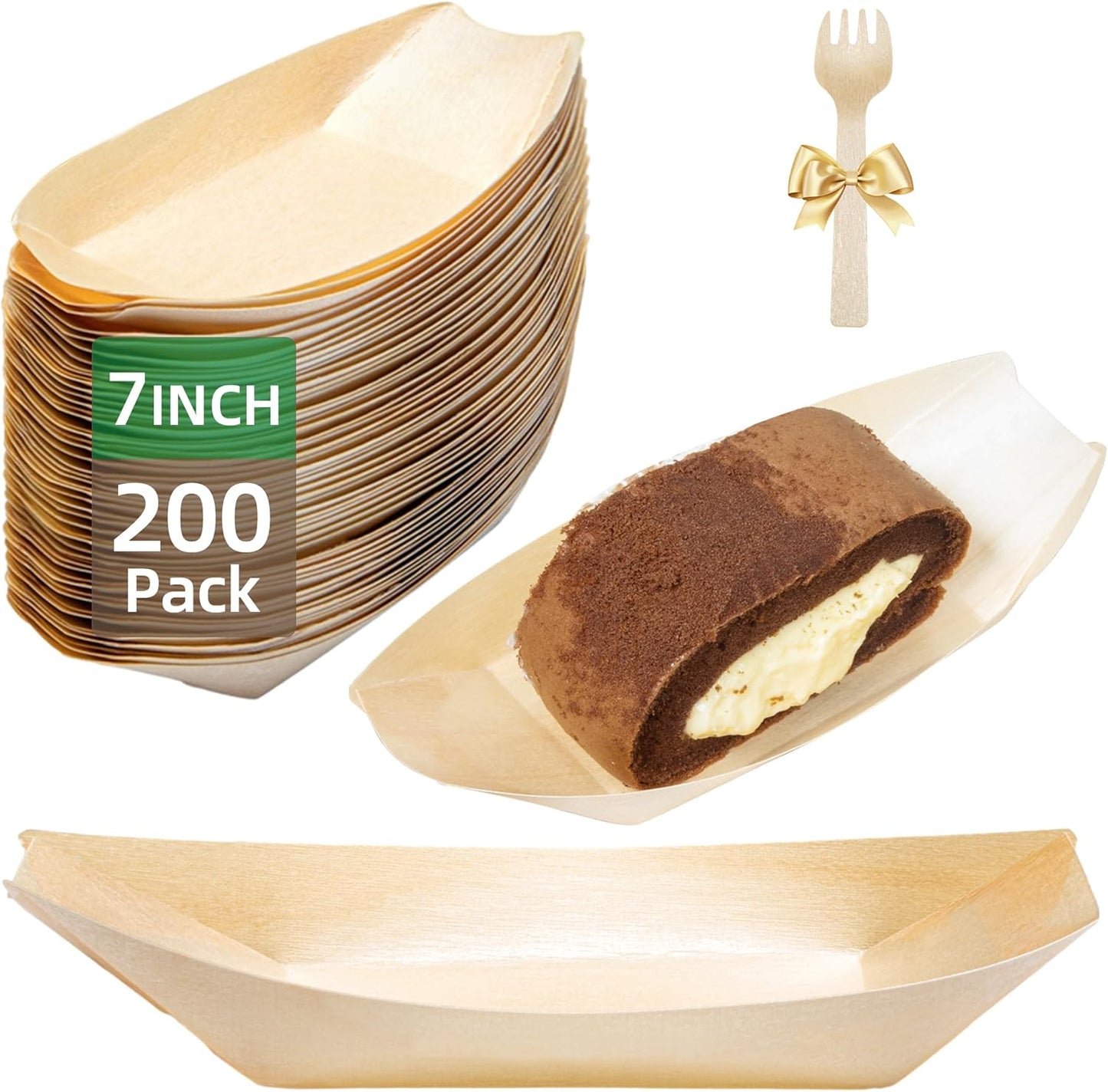 200-Pack Wooden Disposable Plates for Parties and Picnics