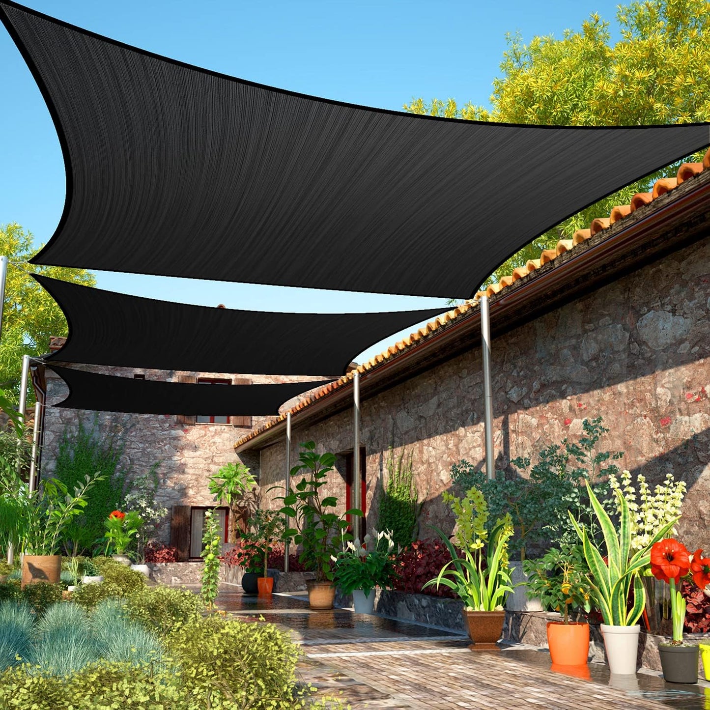 17ft x 21ft Black Sun Shade Sail for Outdoor Spaces and Patios