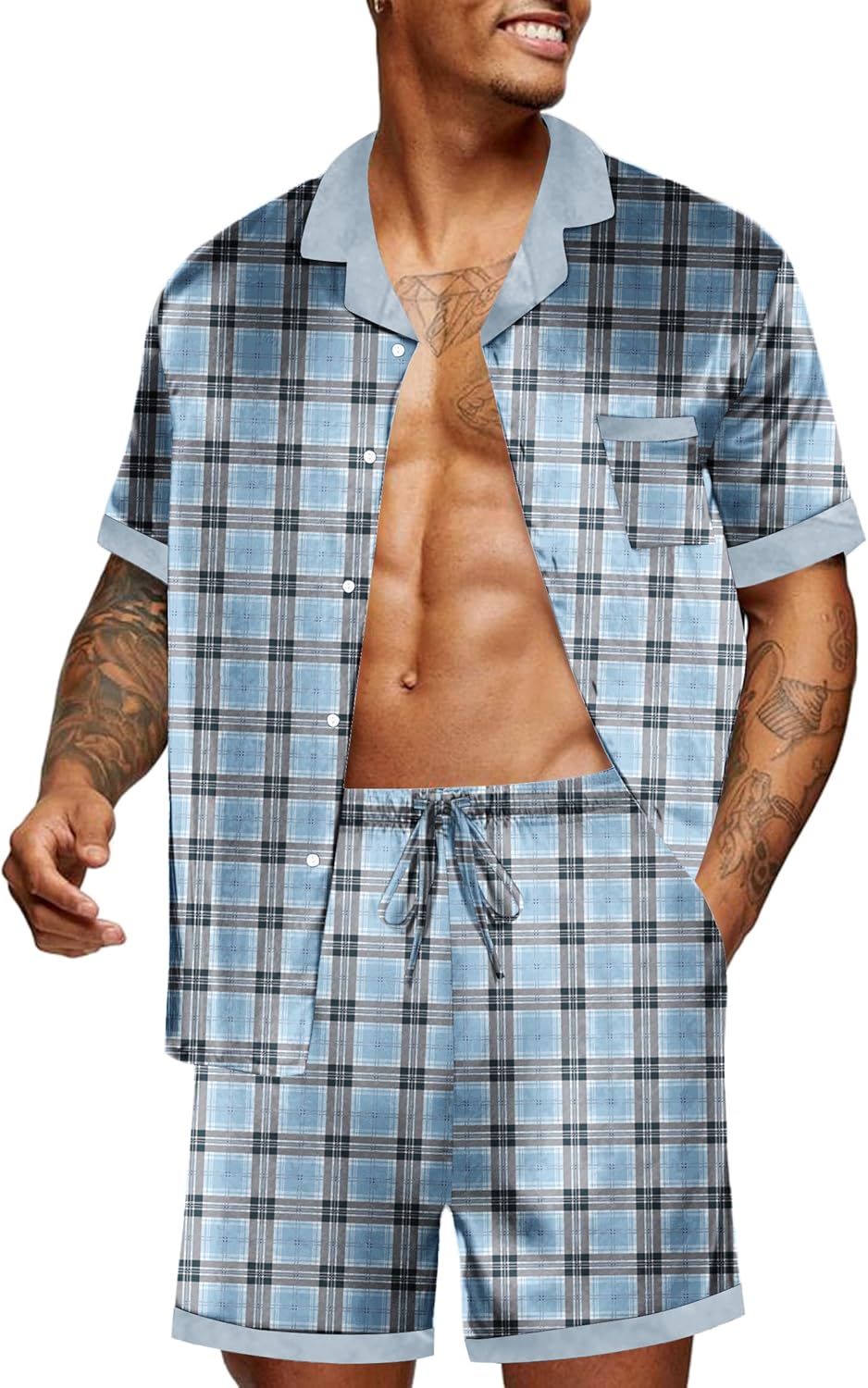 Ekouaer Men Satin Silk Pajamas Set for Ultimate Comfort