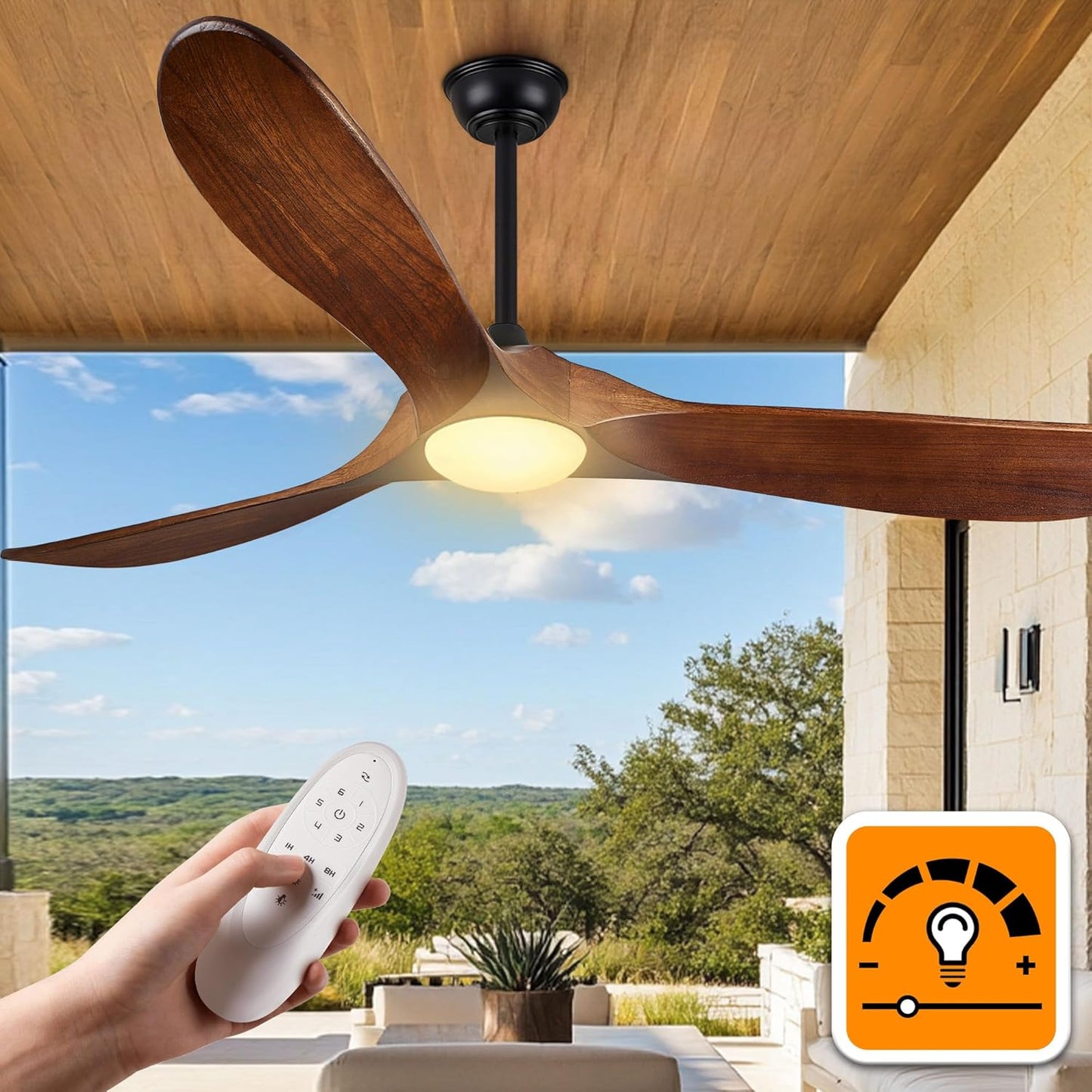Haipeel 52 Inch Outdoor Ceiling Fan with Dimmable Lights