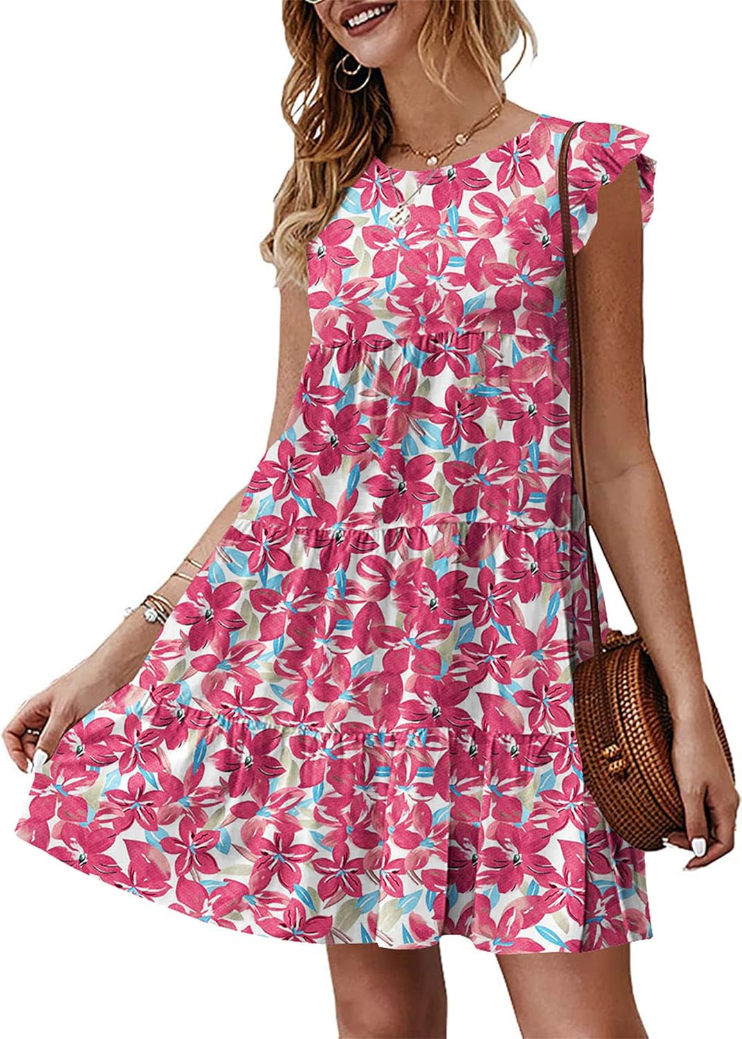 KIRUNDO Women's Summer Dresses: Flowy Babydoll Mini Dress