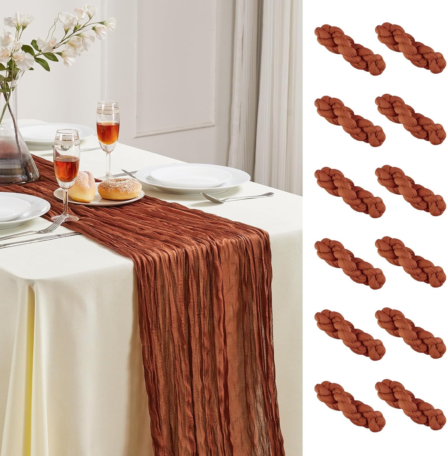 12 Pack Terracotta Cheesecloth Table Runner for Elegant Events