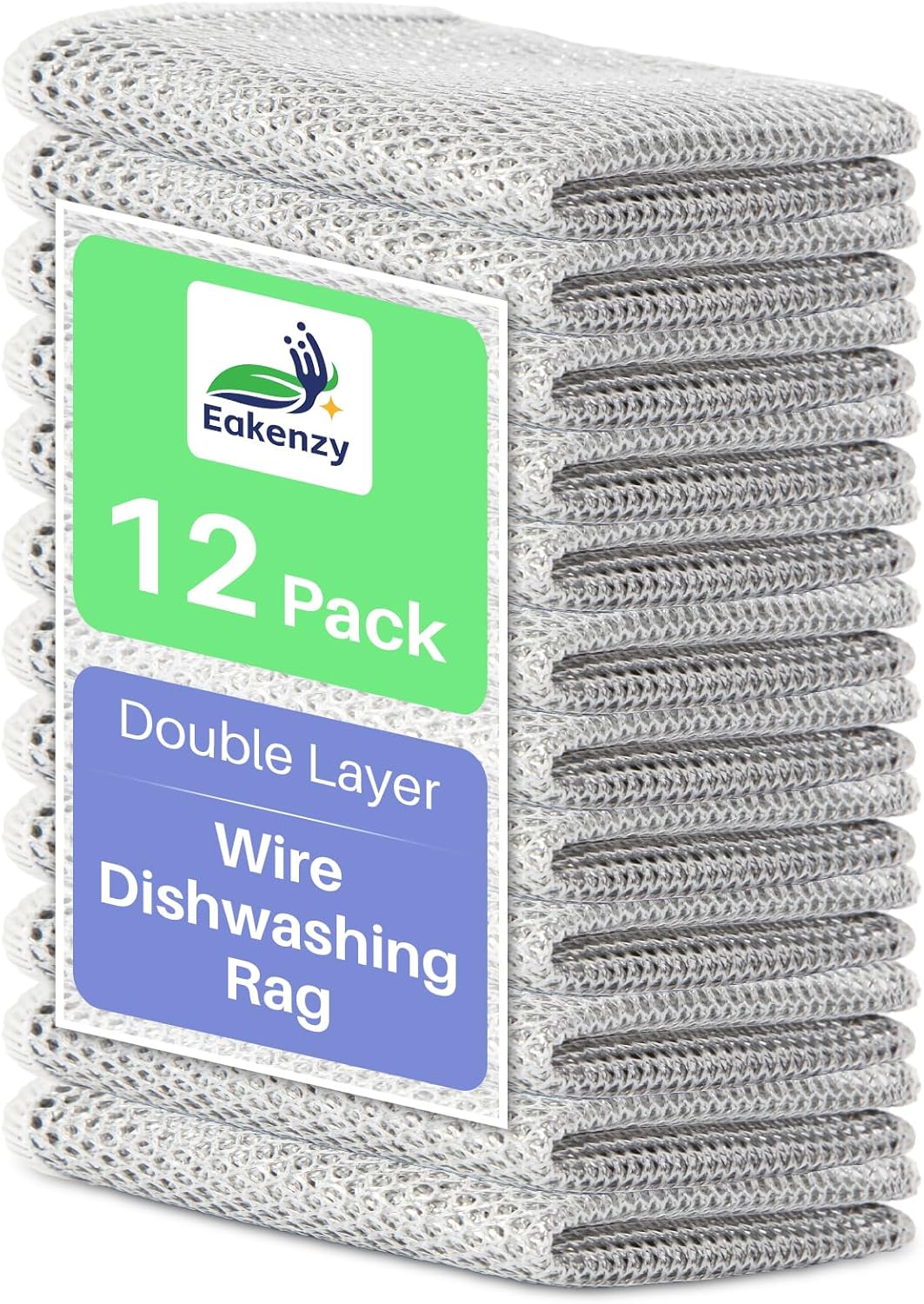 12 Pack Double Layer Metal Fiber Cleaning Cloths by Eakenzy