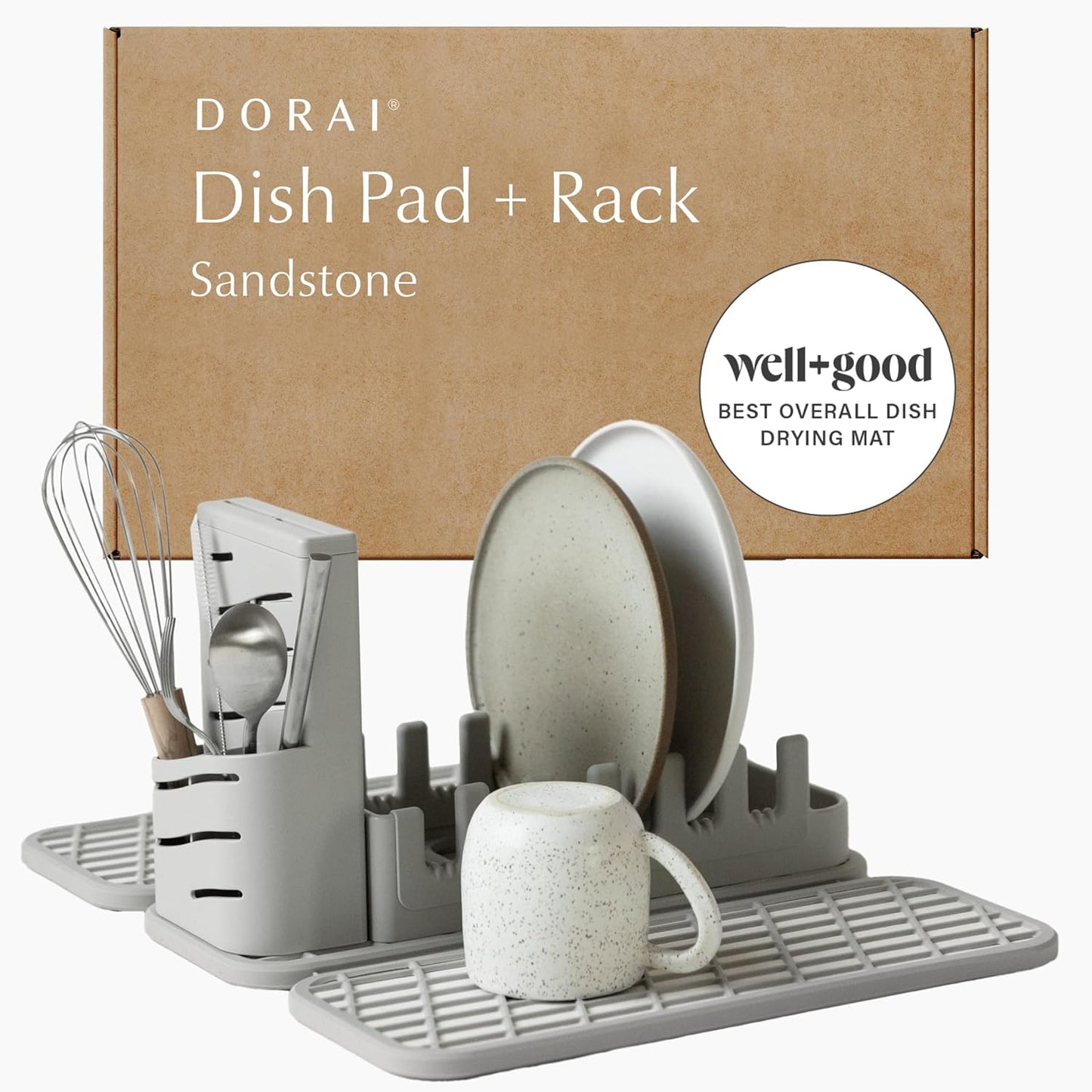 Dorai Home Collapsible Dish Drying Rack and Stone Pad Set