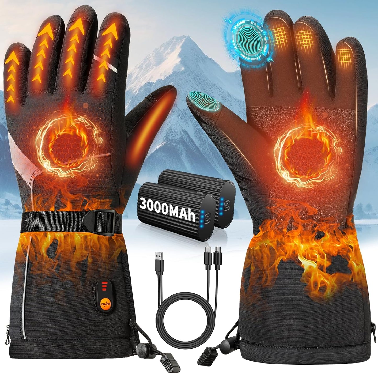 Heated Gloves for Men Women - Rechargeable Electric Gloves
