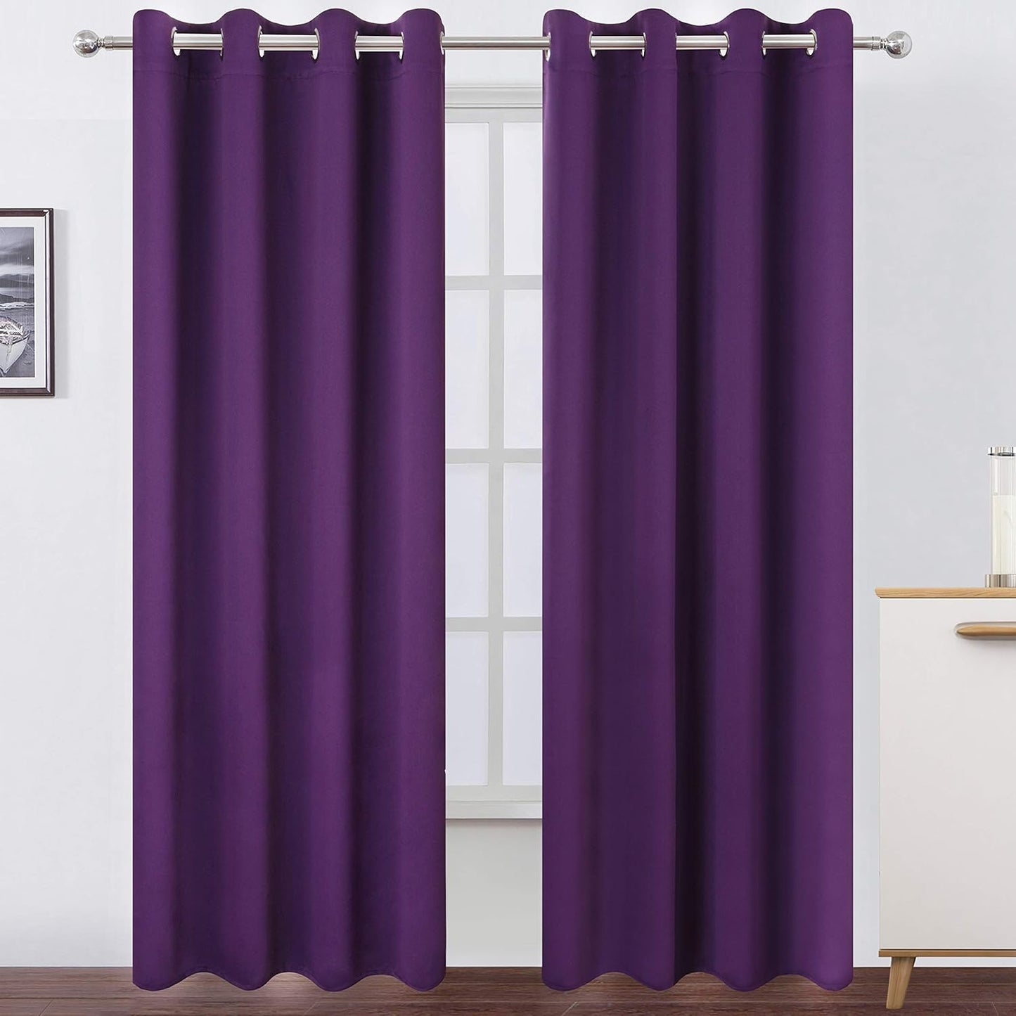 LEMO Purple Thermal Blackout Curtains for Room Darkening Needs