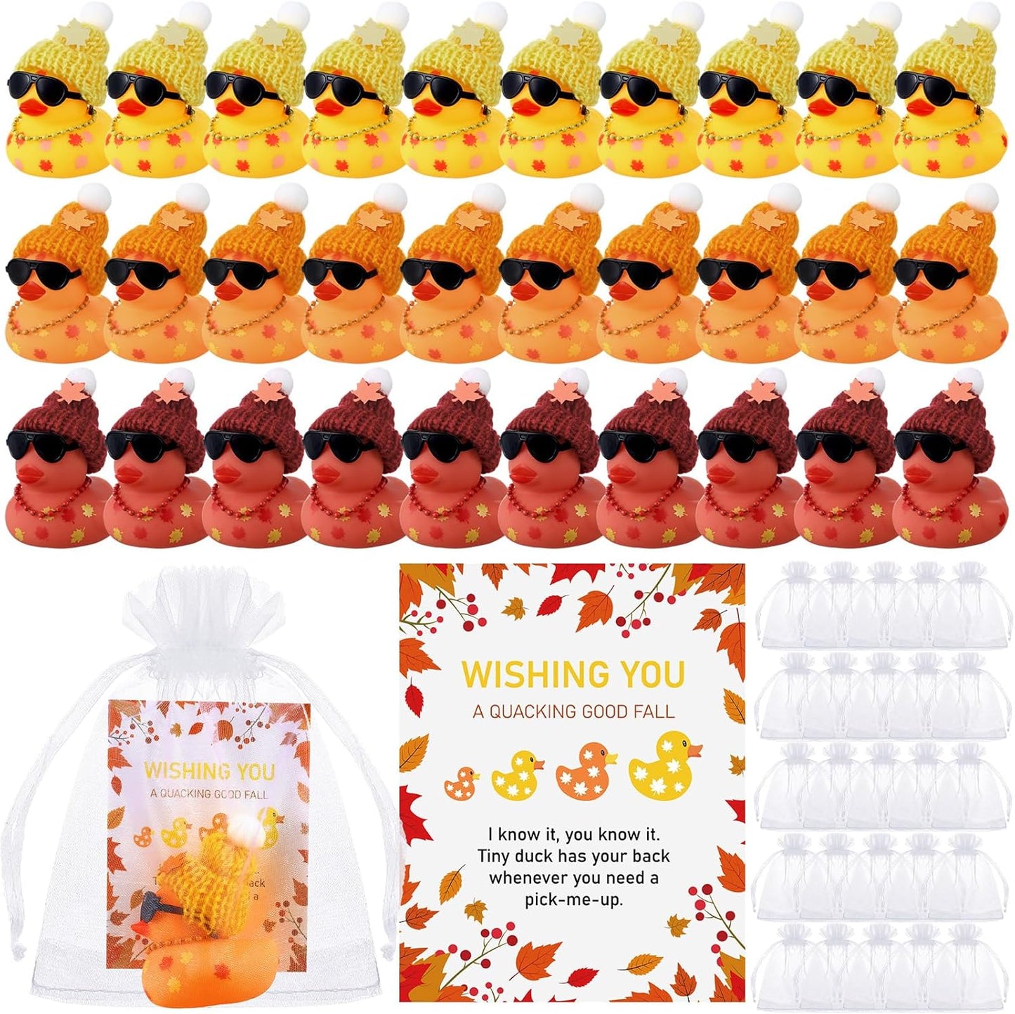 200 Pcs Fall Party Favor Set with Rubber Ducks and Accessories