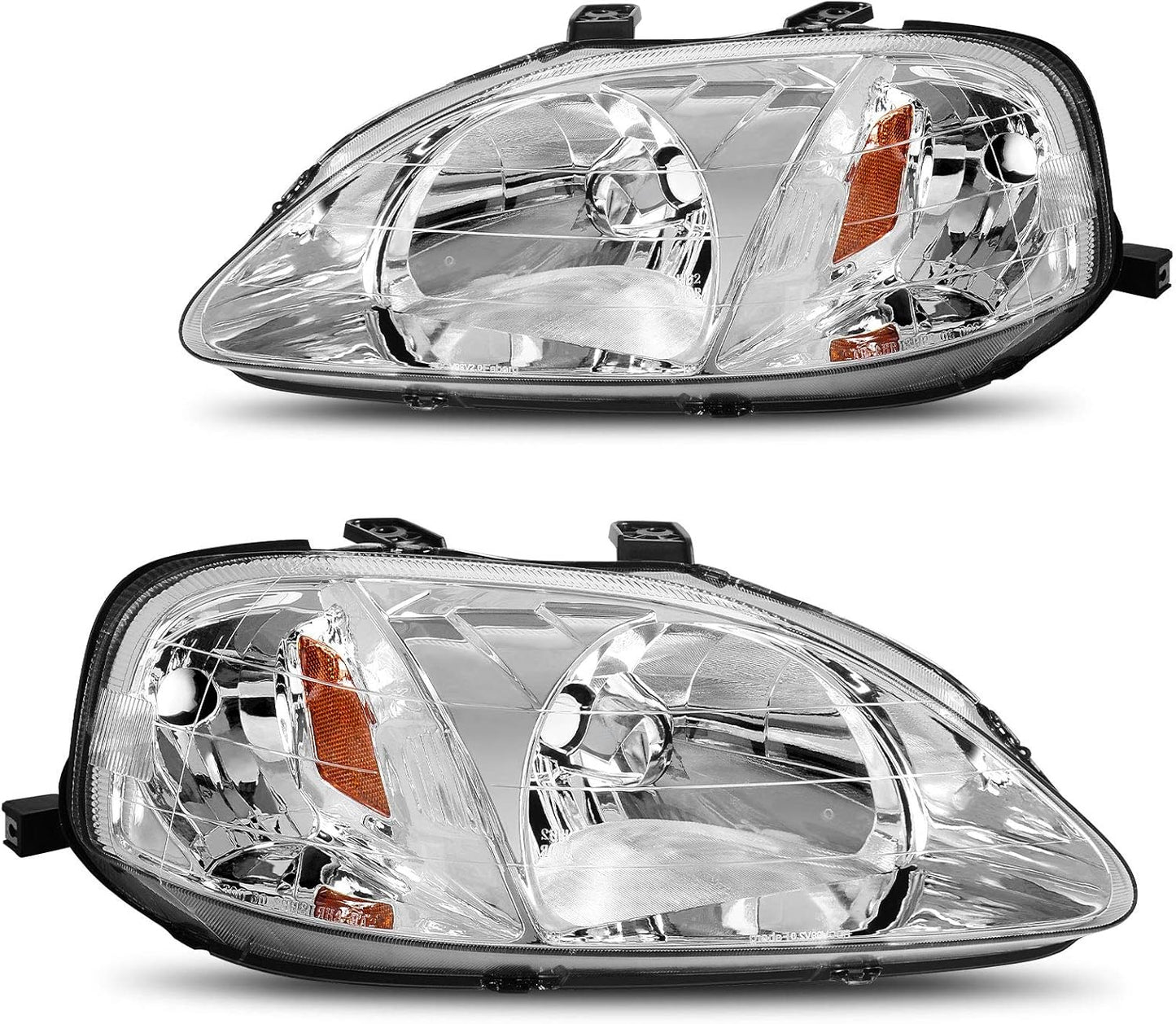 DWVO Headlight Assembly for 1999-2000 Civic - Chrome Housing