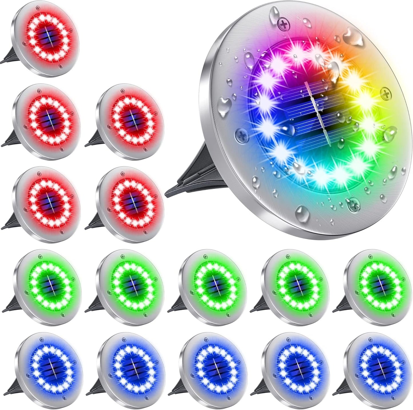 Bright Multi-Color Solar Ground Lights for Pathway and Garden