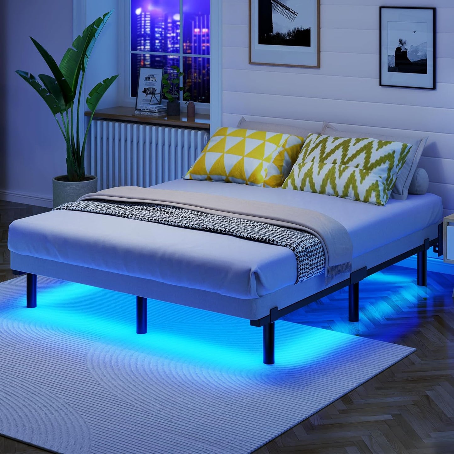 Full Size Bed Frame with Smart LED Lights for Ultimate Comfort