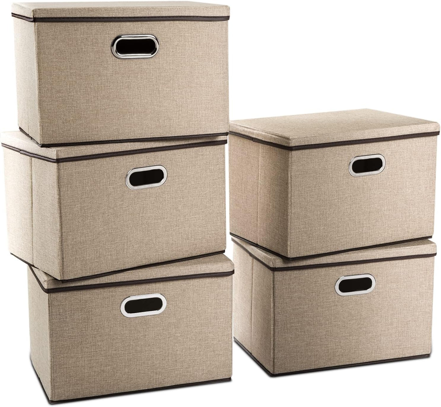 PRANDOM Large Collapsible Storage Baskets with Lids for Home