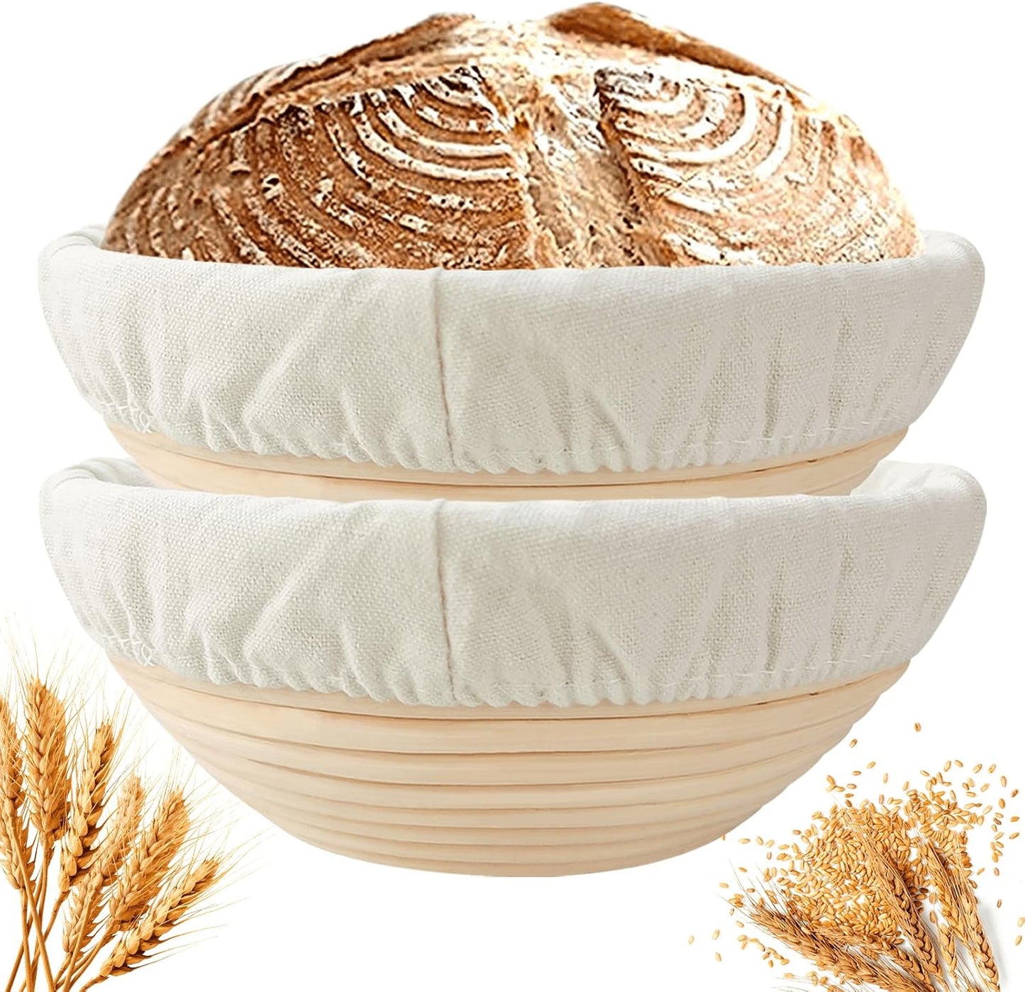 Banneton Bread Proofing Basket Set of 2 for Artisan Baking