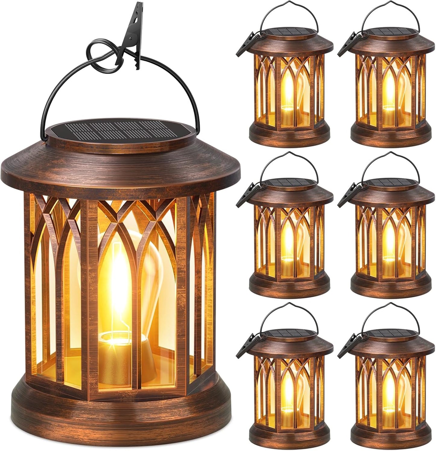 WdtPro Solar Lanterns Outdoor Hanging 6 Pack for Garden Decor