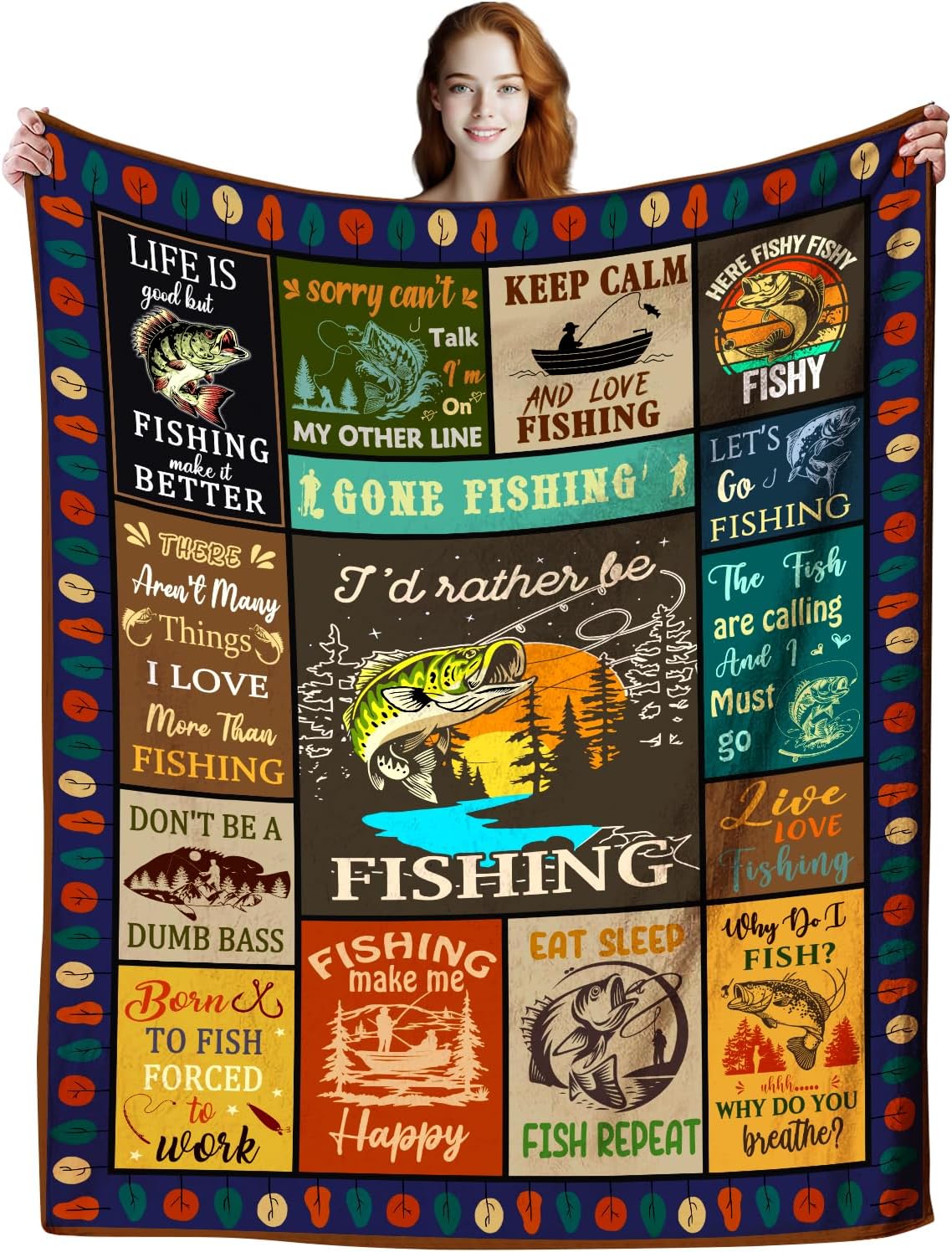 Fishing Blanket for All Ages | Cozy Fisherman Gift | 50X 40 | ISSOUS