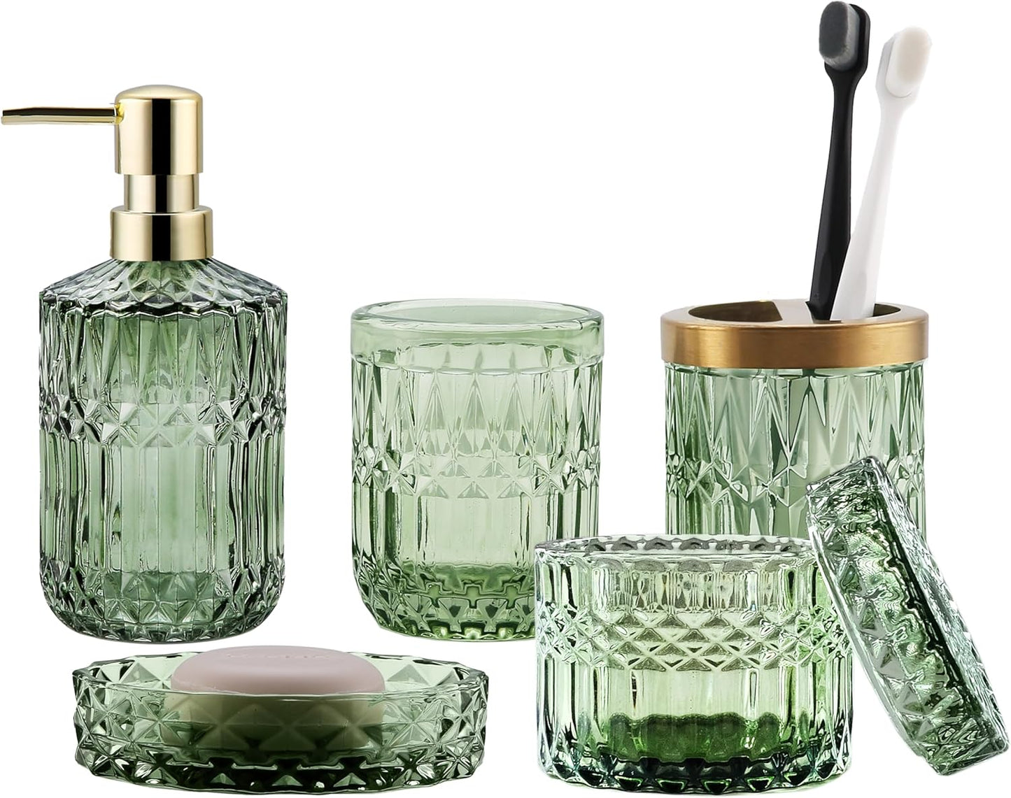 Green Bathroom Accessories Set for a Stylish Modern Decor