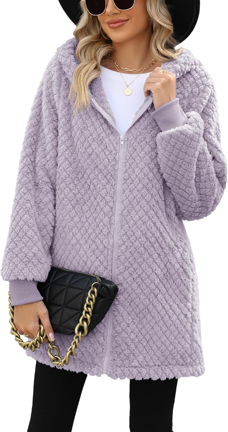 Yanekop Womens Oversized Sherpa Jacket for Cozy Winter Wear