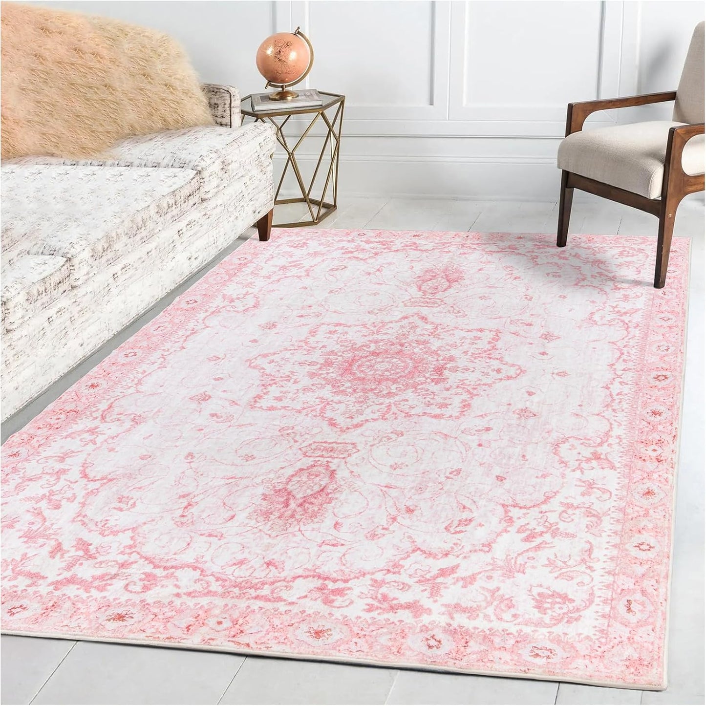 Vintage Floral Non Slip Area Rug 5x7 for Living Room & Bedroom