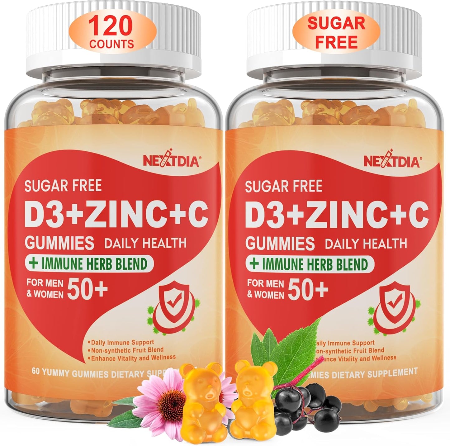 Sugar Free Vitamin C D3 Zinc Gummies for Immune Defense