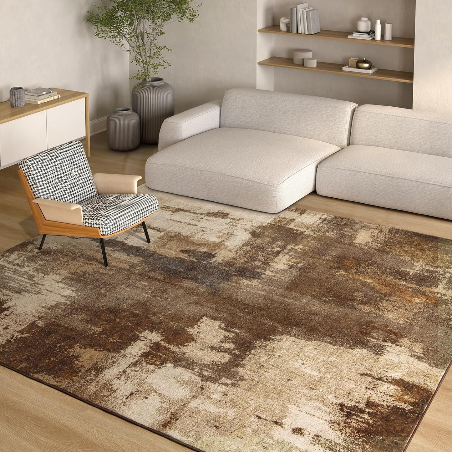 Kelarea 5x7 Modern Abstract Washable Rug for Home Decor