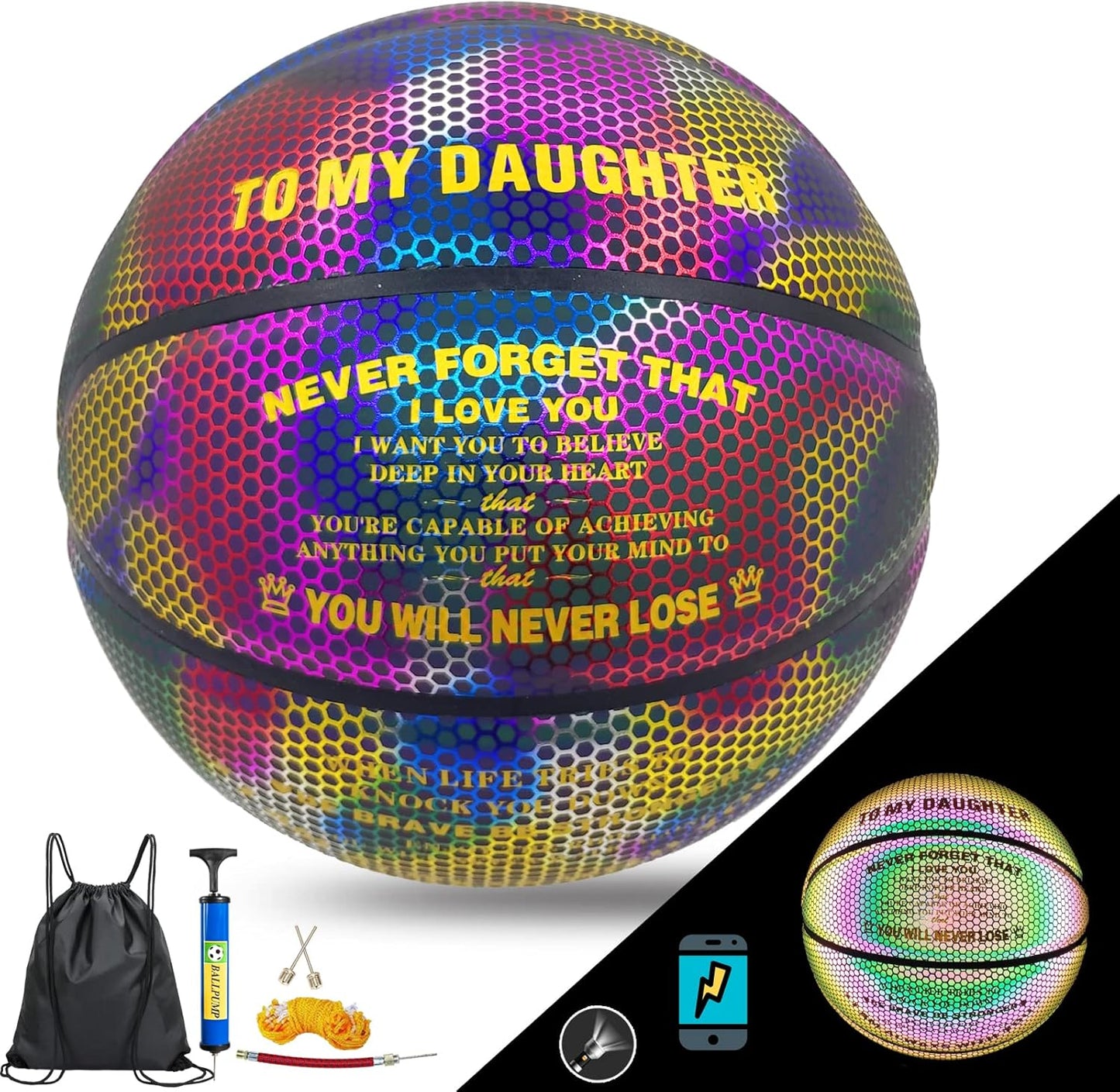 Holographic Basketball for All Ages - Unique Reflective Design