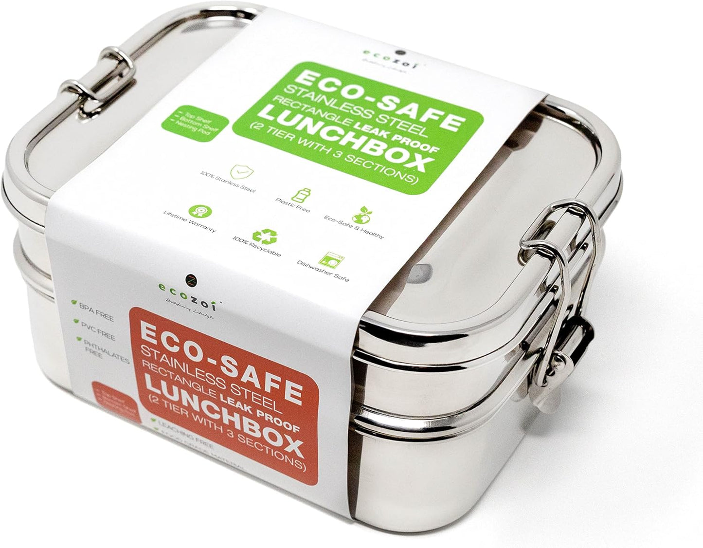 Eco-Friendly Stainless Steel Lunch Box with 3 Sections & Pod