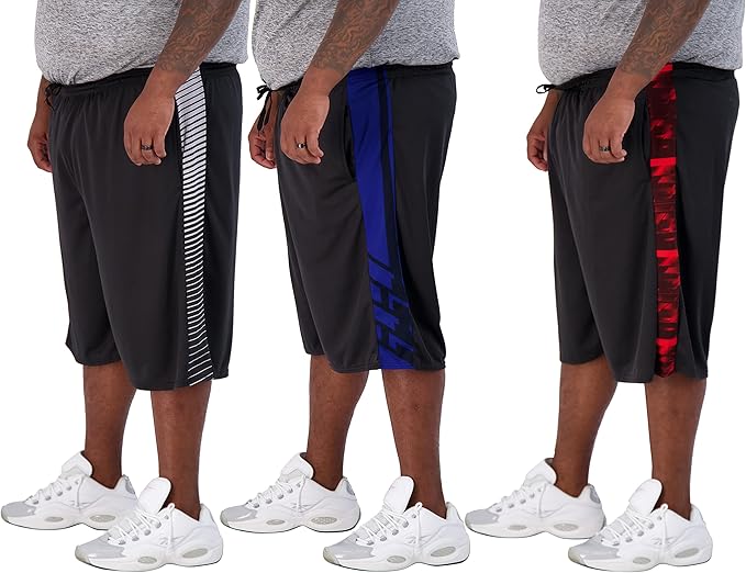Real Essentials Men's Big & Tall 3-Pack Dry Fit Athletic Shorts