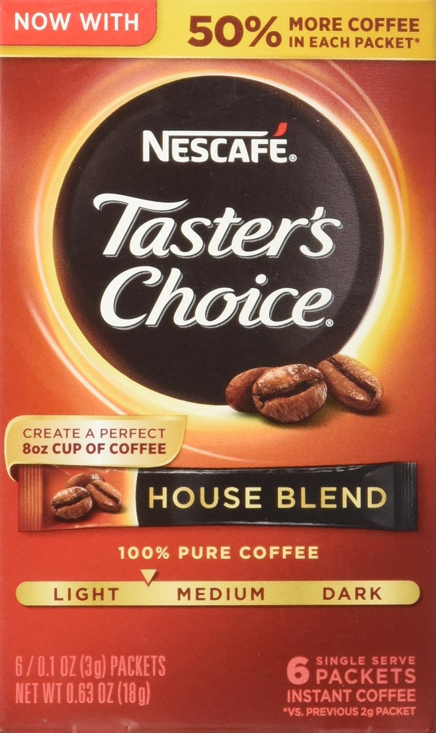 Nescafe Taster's Choice House Blend Instant Coffee Sticks - Convenient Single Serve Pack
