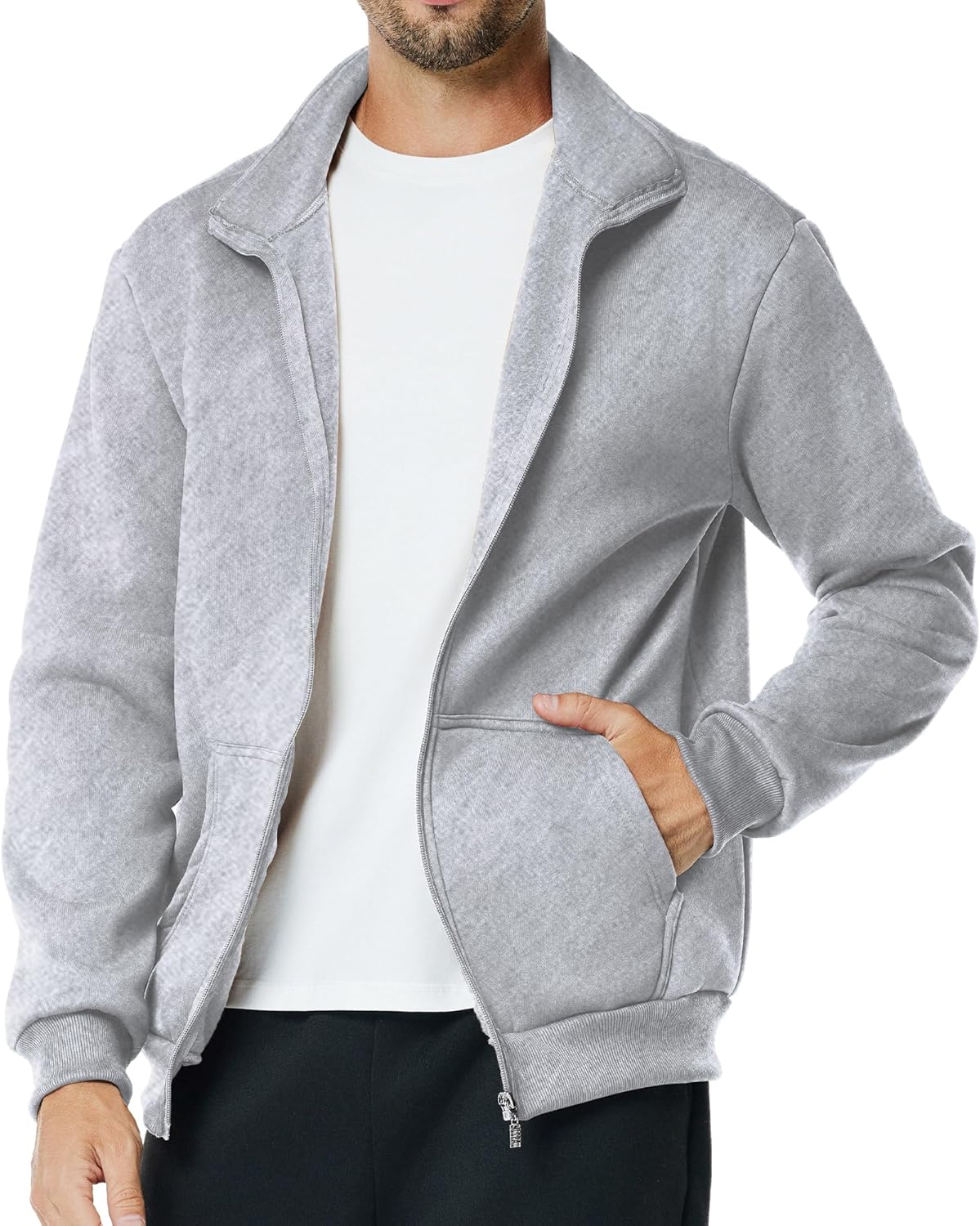Menoio Men's Lightweight Fleece Jacket with Pocket