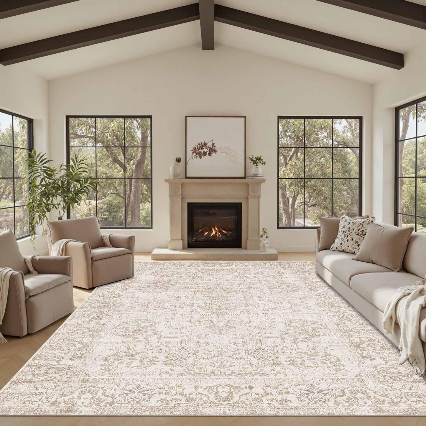 8x10 Large Washable Area Rug for Living Room and Office