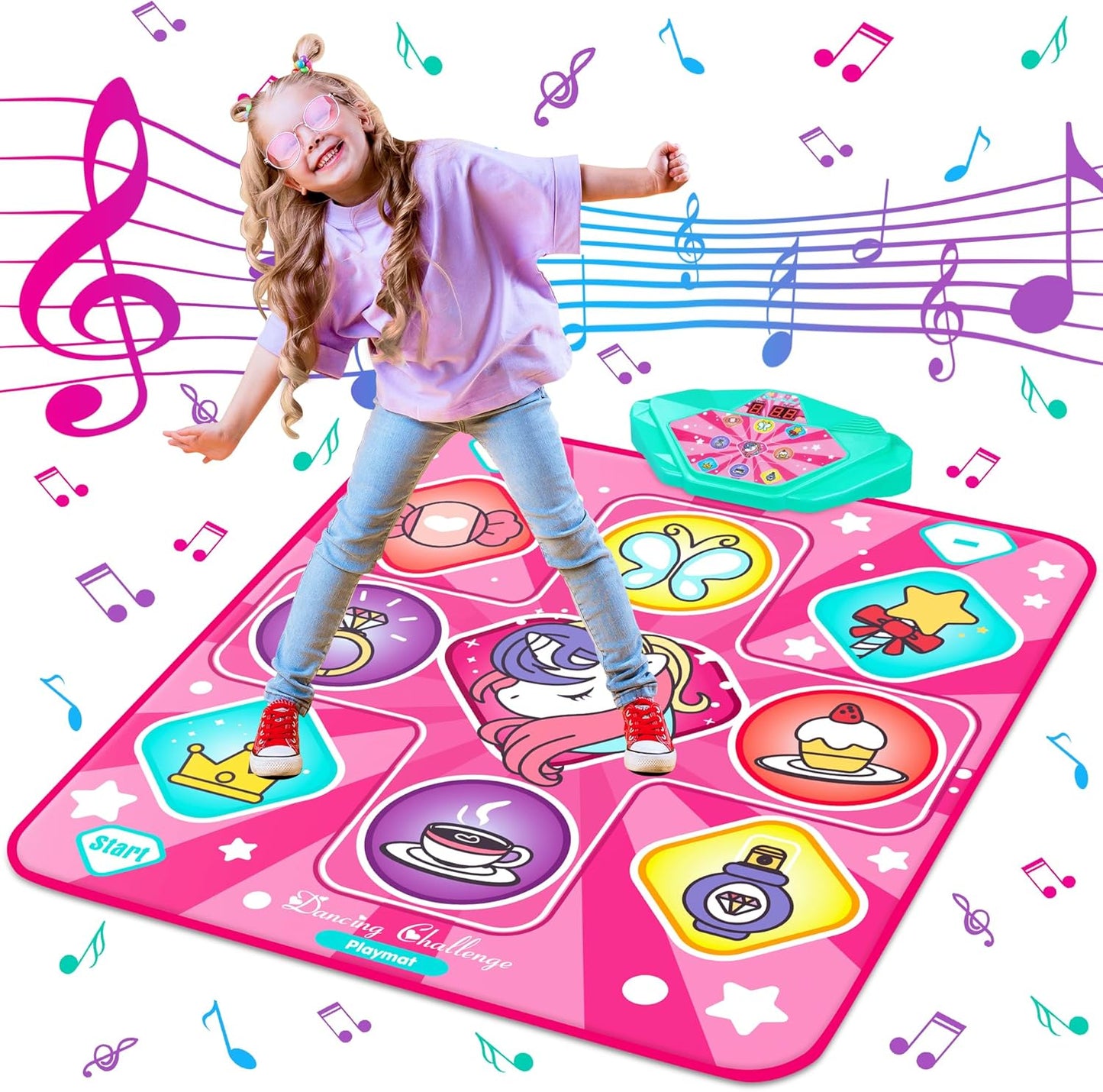 LED Unicorn Dance Mat - 5 Game Modes, Built-in Music