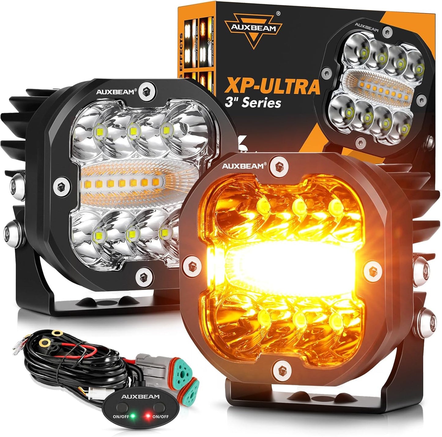 Auxbeam 3 Inch 96W LED Light Pods with 6 Modes for Offroad Use