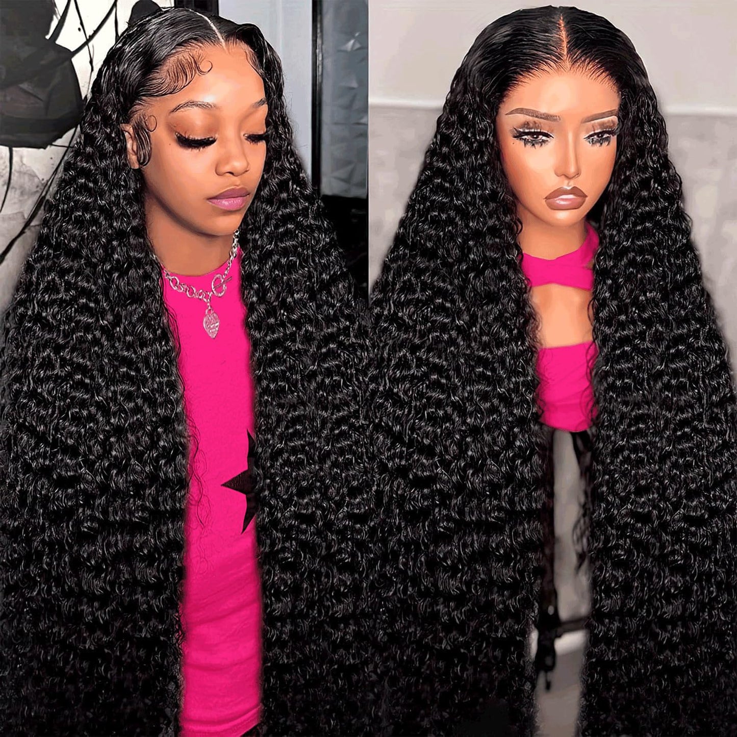 30 Inch Deep Wave Lace Front Wigs Human Hair for Women