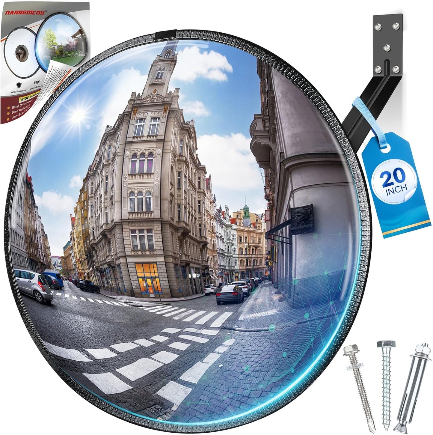 20 HD Acrylic Convex Mirror for Blind Spot Safety and Clarity