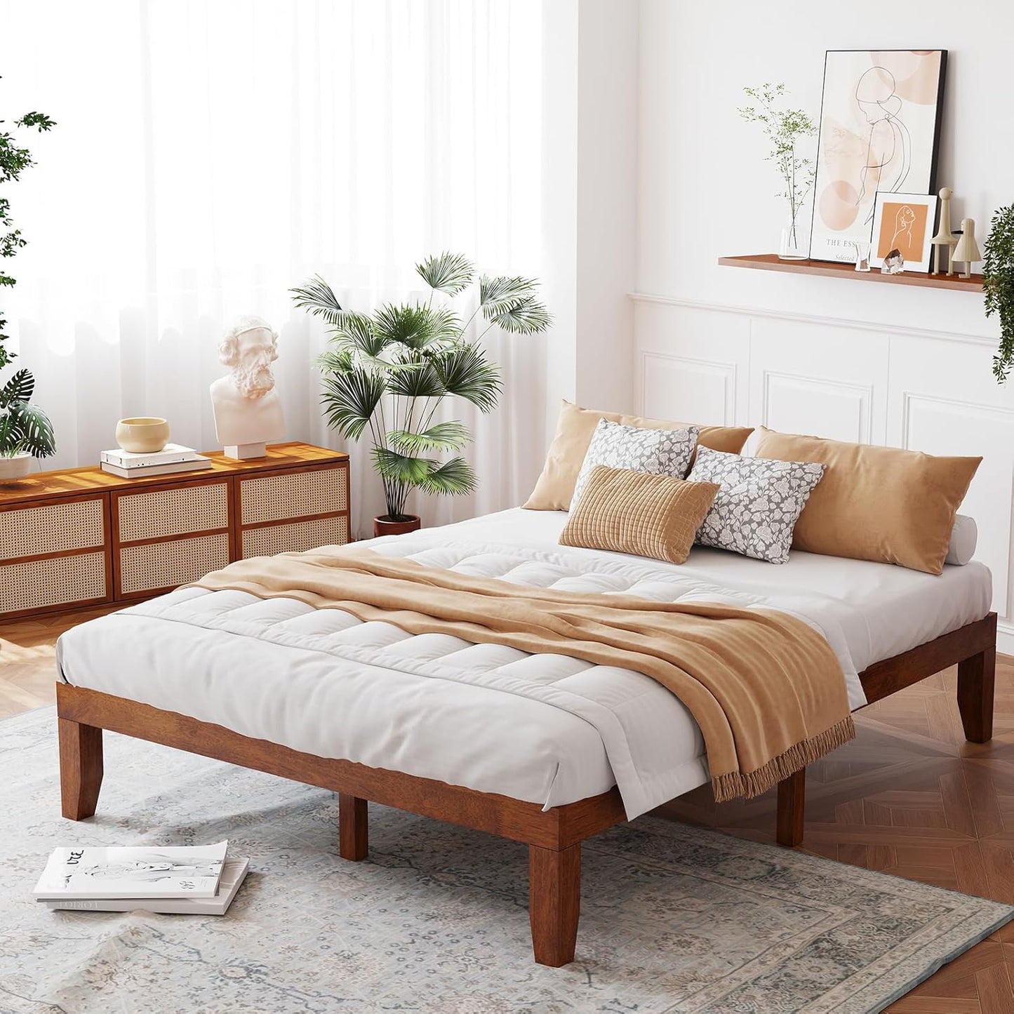 Giantex 14 Inch Queen Wood Platform Bed Frame for Minimalist Style