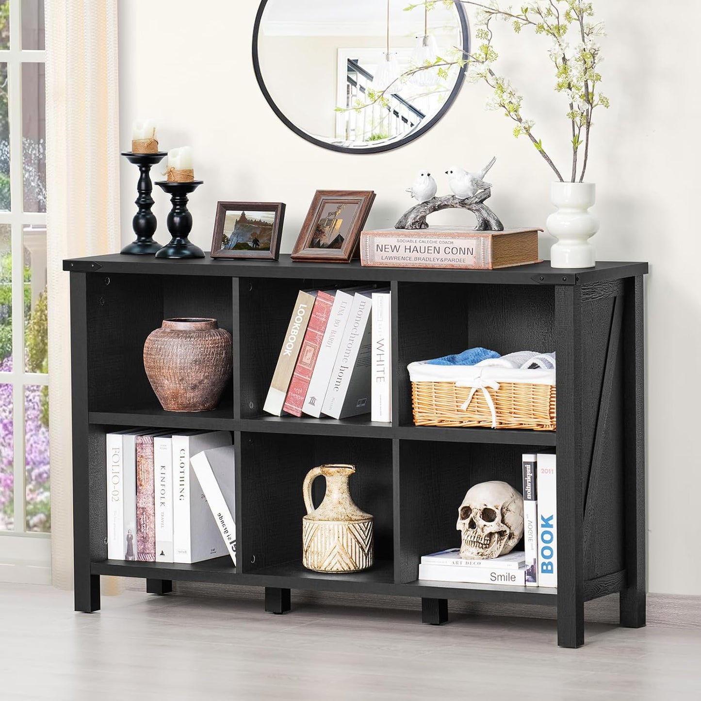 6 Cube Bookcase with Rustic Farmhouse Design for Any Room