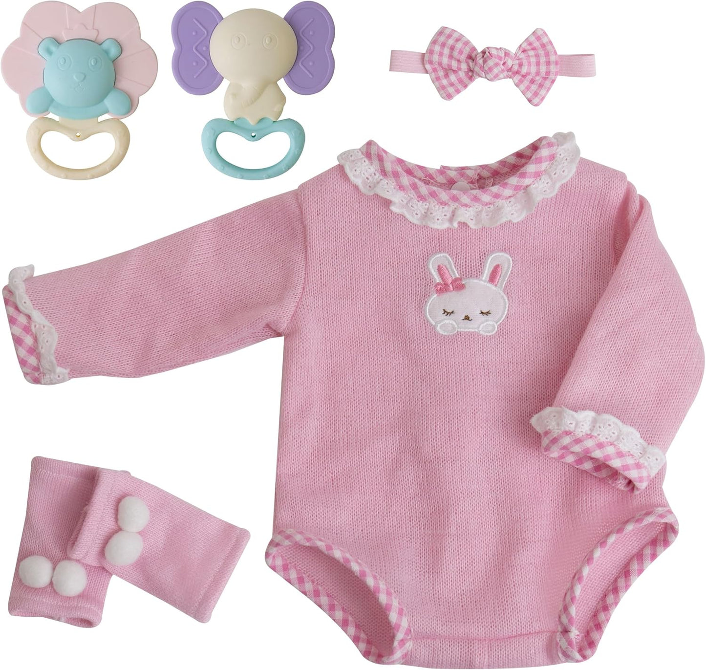 Pink Rabbit Friends Doll Clothes for 17-22 Inches Reborn Baby Dolls by EKOKIZ