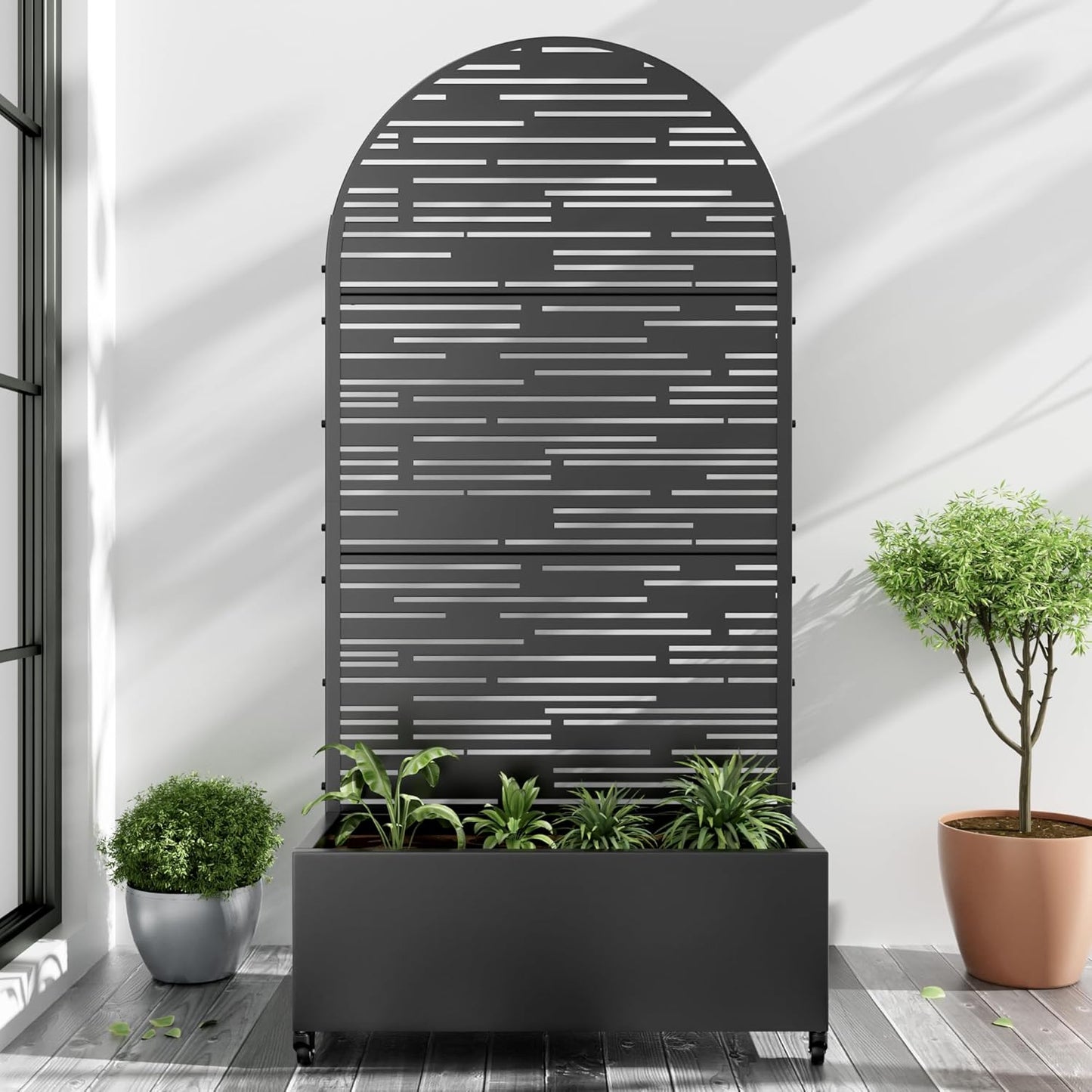 Casaphoria Metal Raised Garden Bed with Trellis and Wheels