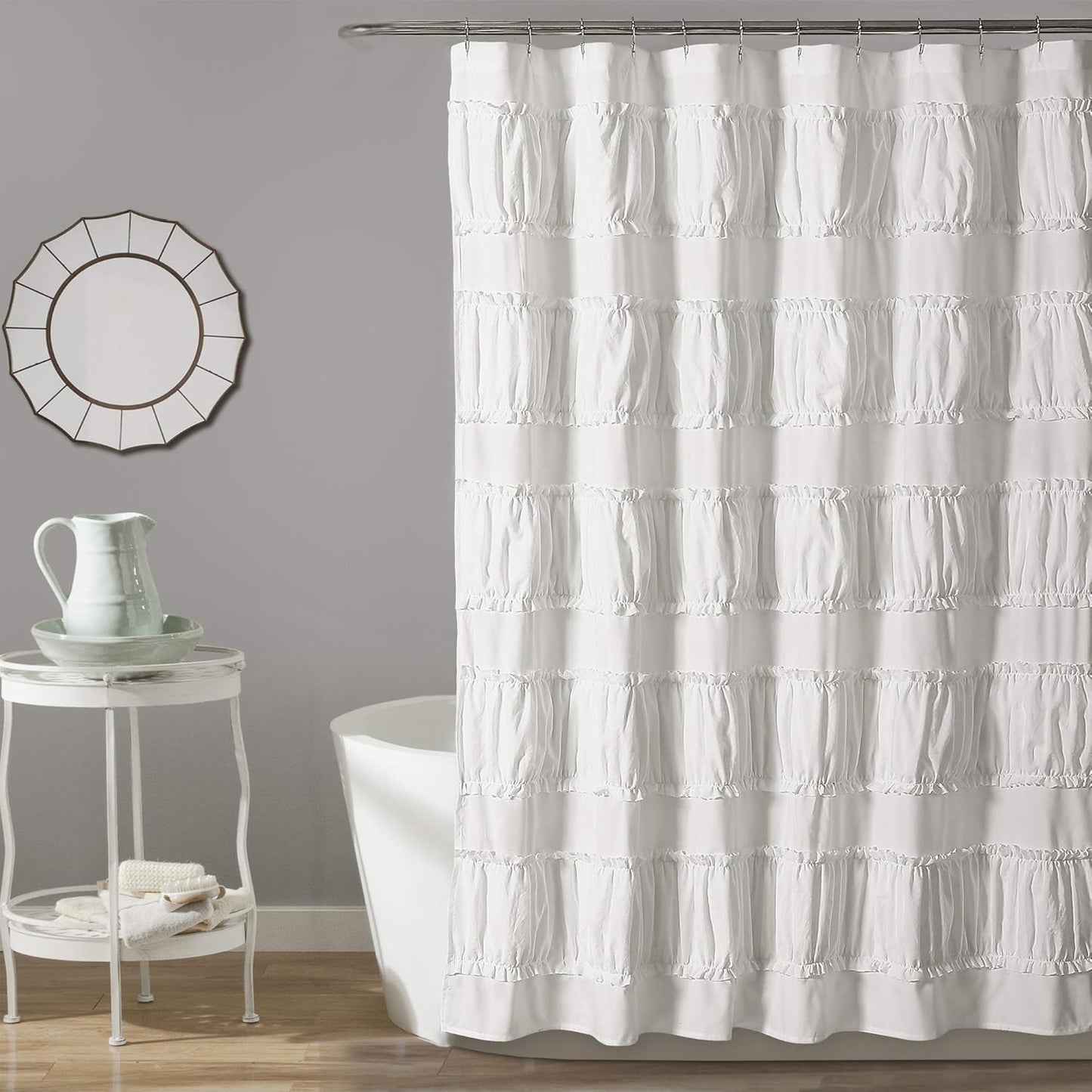 Ruffle Shower Curtain - Luxurious White, 72x72