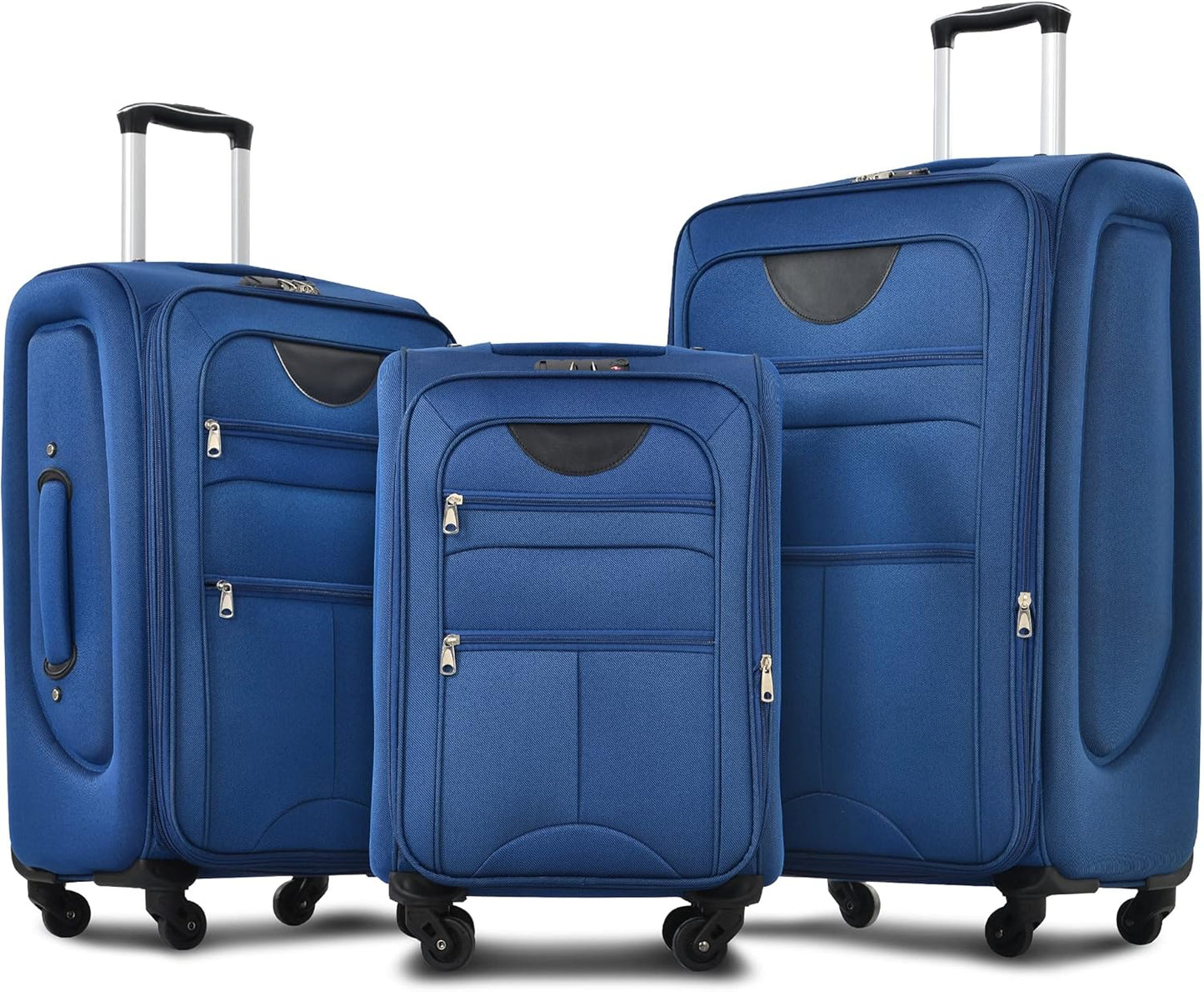 Merax Softside Luggage Set 3 Piece Spinner Suitcase in Blue
