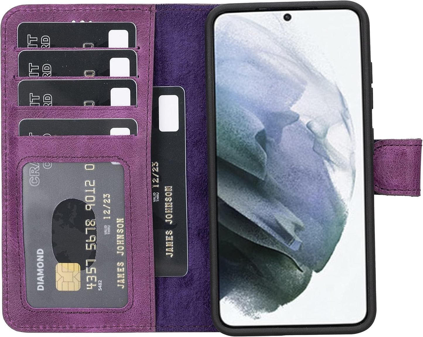 Genuine Premium Leather Handmade Wallet Case for Samsung S24