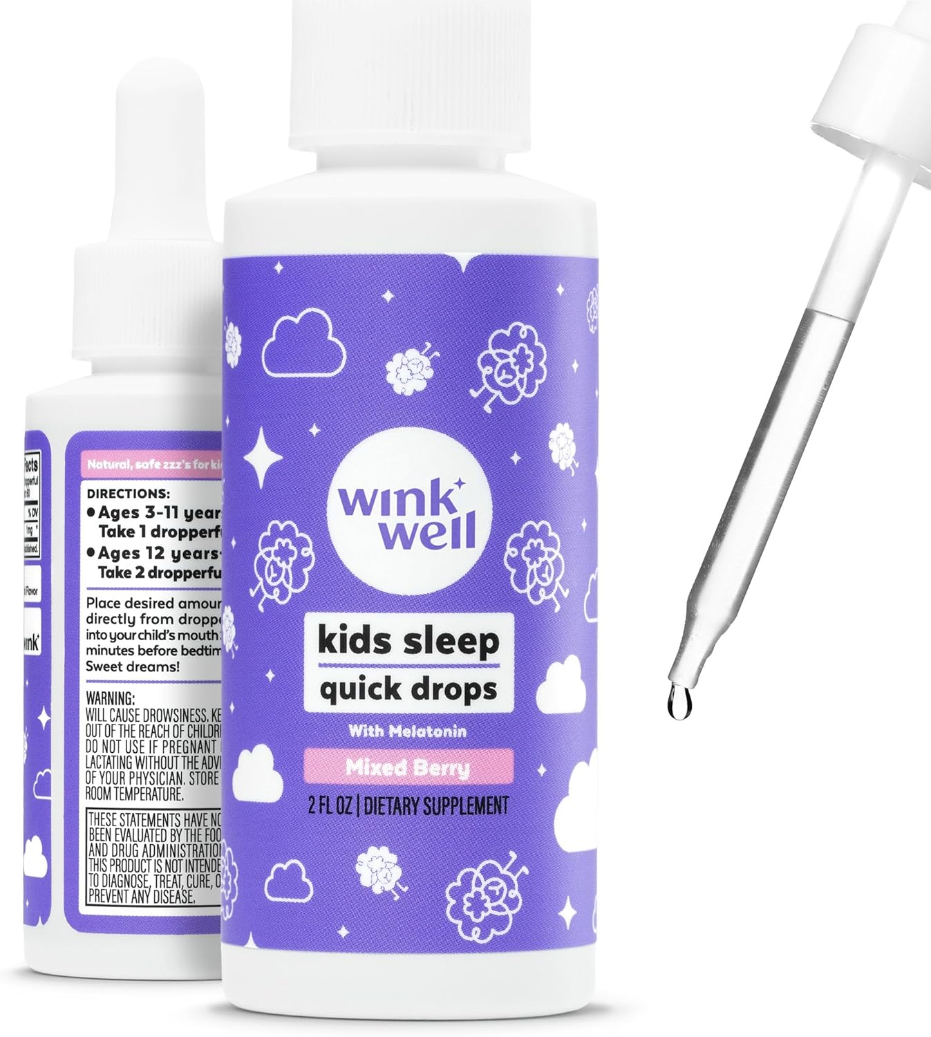 Wink Well Kids Liquid Melatonin Drops for Peaceful Sleep
