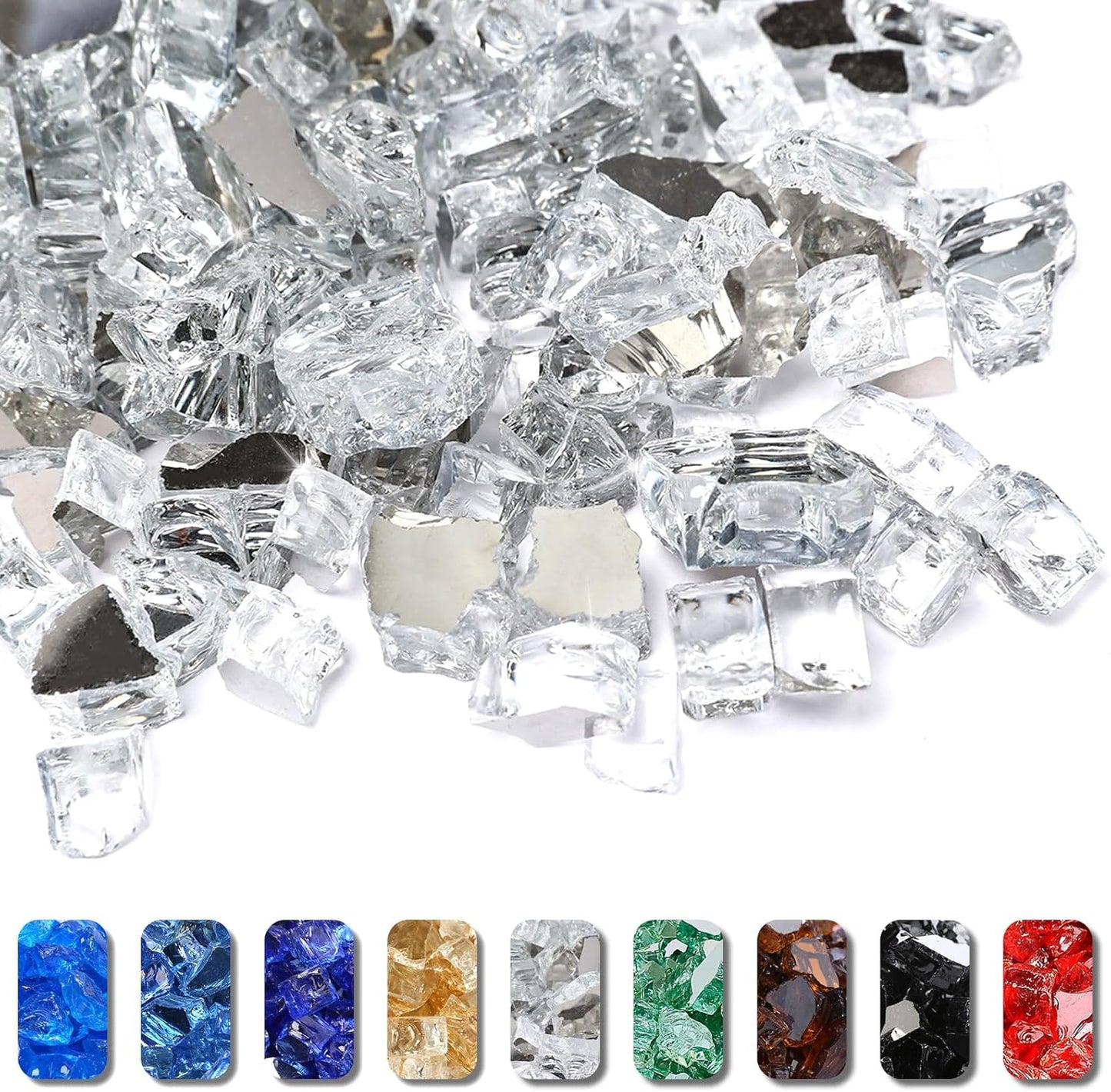 20 Pounds Reflective Fire Glass for Indoor and Outdoor Firepits