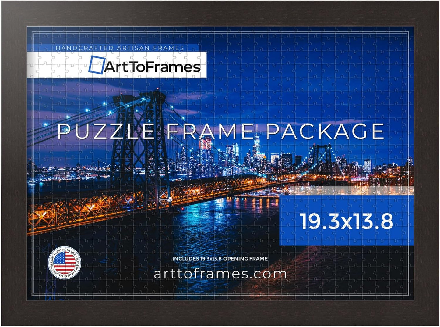 ArtToFrames 19.3x13.8 INCH Brown Frame for 500 Piece Puzzles