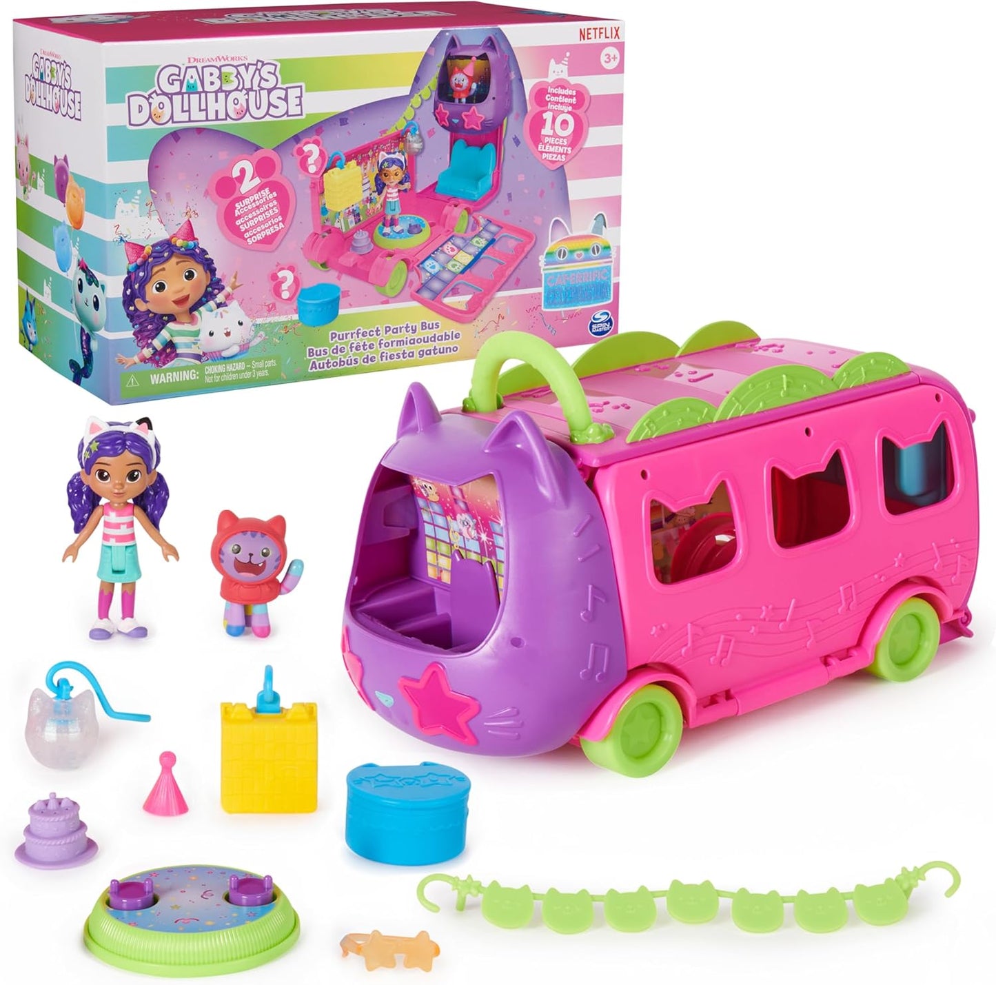 DREAMWORKS GABBY'S DOLLHOUSE Celebration Party Bus for Kids