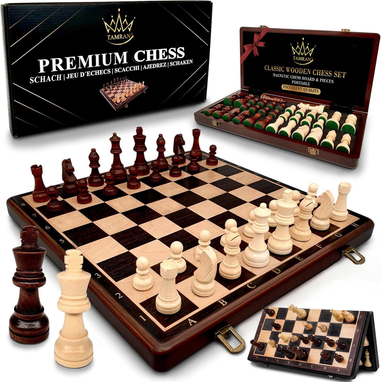 Magnetic Wooden Chess Board Game Set for Adults and Kids