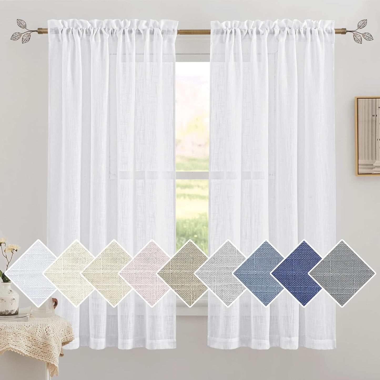 RYB HOME Sheer Linen Curtains - Light & Airy Panels