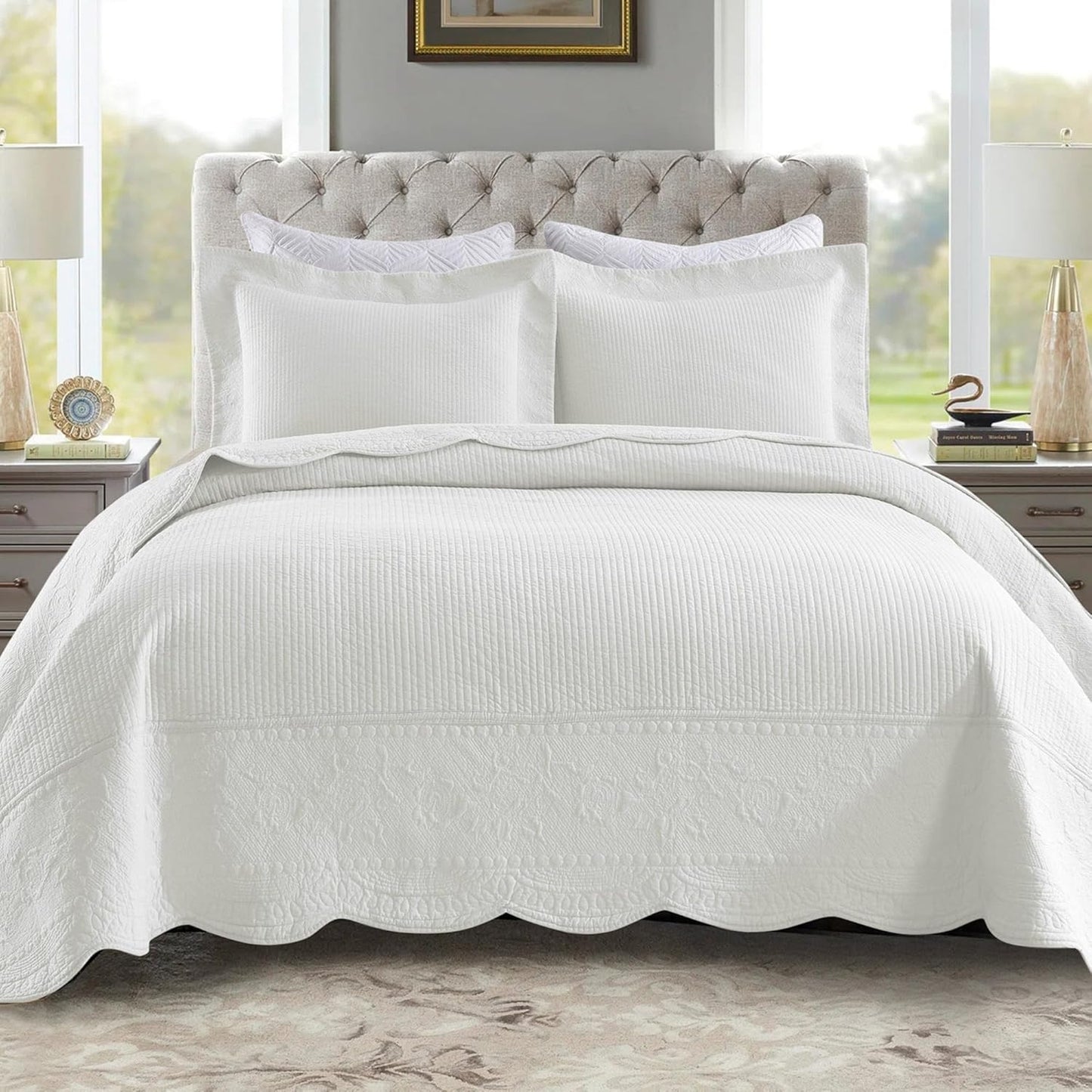 MarCielo 3-Piece Cotton Oversized Bedspread for Year-Round Comfort